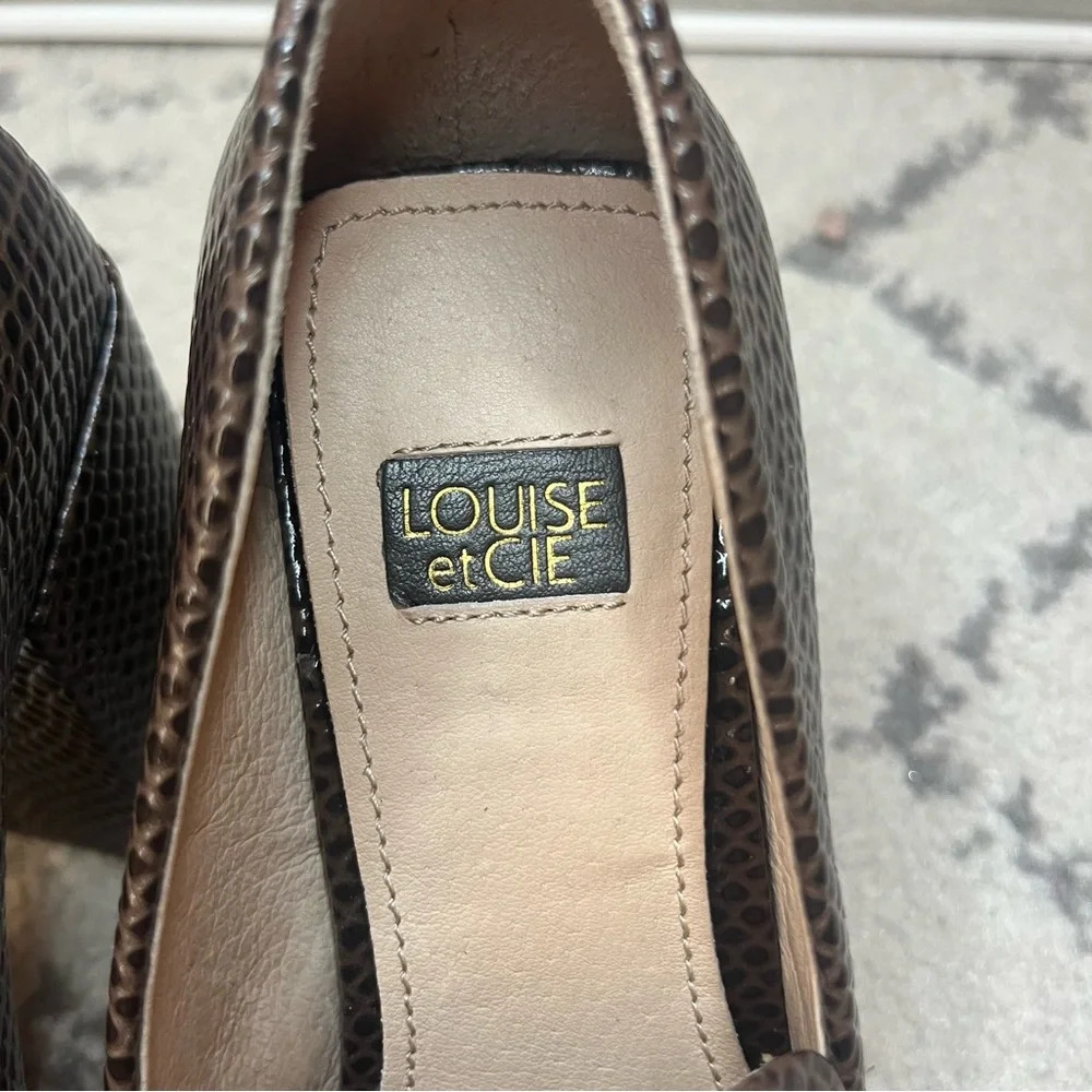 Louise et Cie Brown Textured Block Heel Loafers with Gold Accent  size 6M/6.5 - Picture 5 of 10
